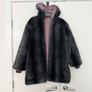 Cozy warm mid-length 2-way hooded jacket